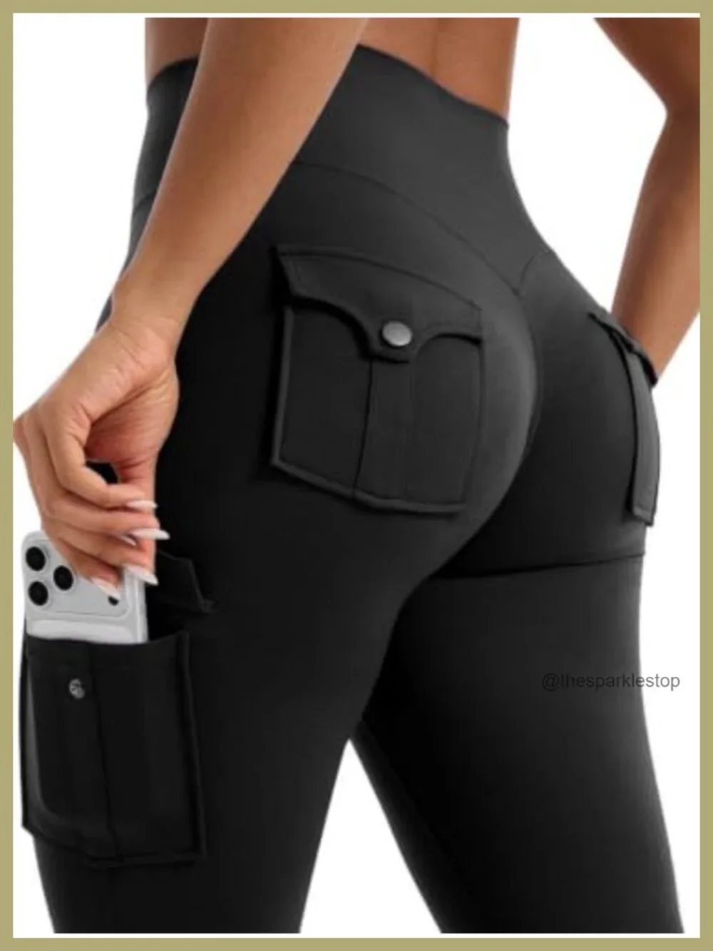 Flamingals High Waist Butt Lifting Cargo Leggings with Pockets
